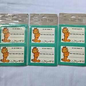 Vtg New 1978 Hallmark 3 Packs of 16 Garfield Name Tag Stickers “Hi! My Name Is”